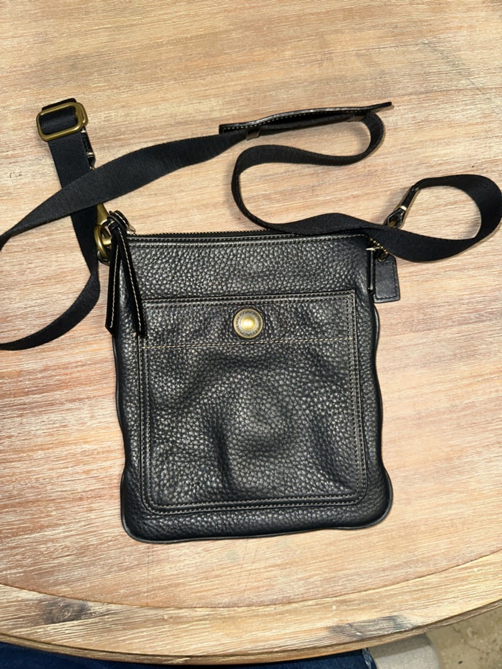 Coach Black Pebbled Leather Crossbody Messenger